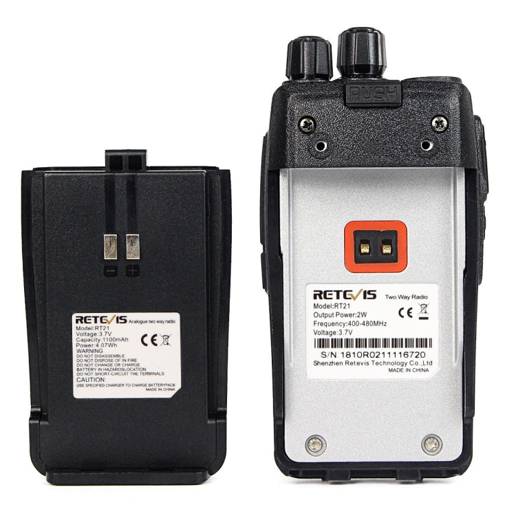 1 Pair RETEVIS RT21 2.5W US Frequency 400-480MHz 16CH Handheld Walkie Talkie, US Plug, RT21 US Plug
