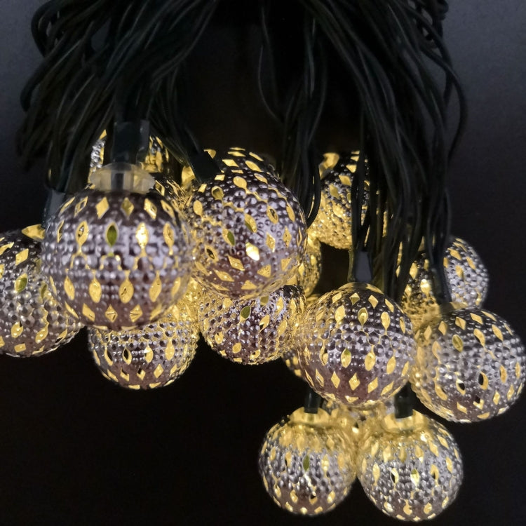 Ironwork Hollow Small Ball Outdoor LED Light String Garden Festival Decoration Light with Remote Control, Waterproof Battery Box 40 LEDs, Waterproof Battery Box 50 LEDs