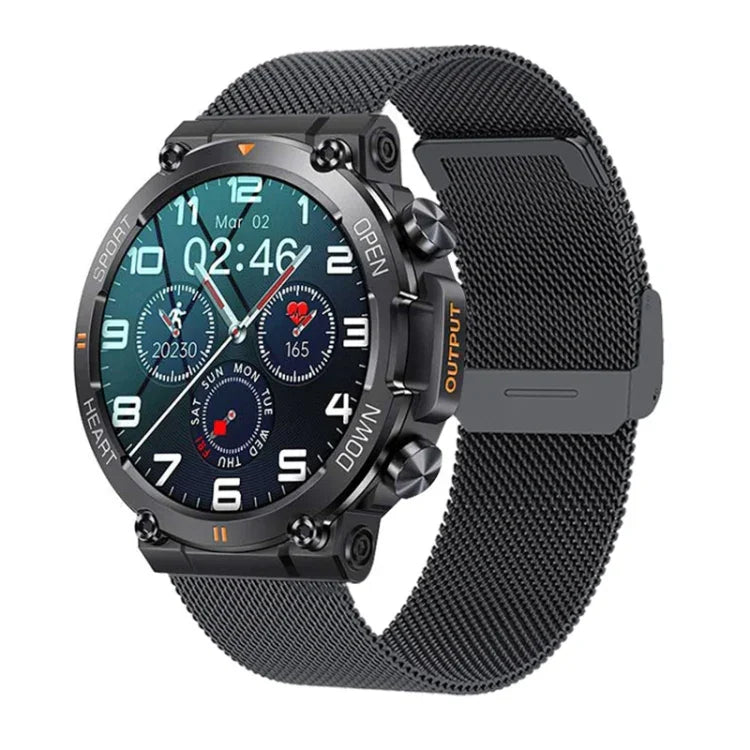 Pulsera Inteligente K56 Pro con Correa de Acero de 1.39 pulgadas, Soporta Monitoreo de Frecuencia Cardíaca / Presión Arterial, Correa de Acero (Milanesa Negra), Correa de Acero (Tres Hilos Negra), Correa de Acero (Junta de Bambú Negra)