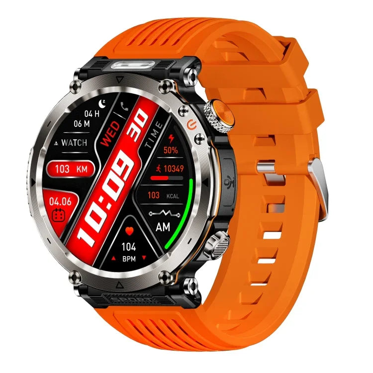 Reloj inteligente HT30 de 1.7 pulgadas con banda de silicona impermeable IP68, soporte linterna / luz detectora de billetes / brújula