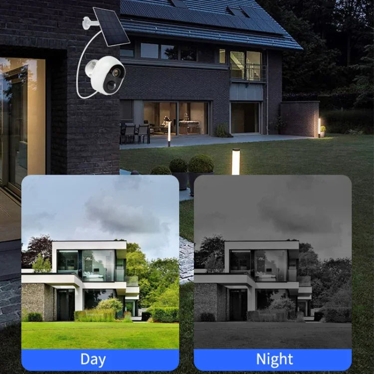 Versión Graffit Cámara de Vigilancia Inalámbrica WiFi con Panel Solar Ultra-HD para Hogar, Sin Memoria, 32GB, 64GB, 128GB