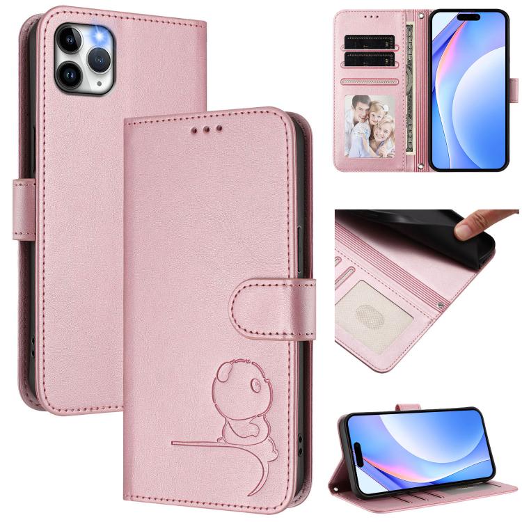 Litter Panda Embossing RFID Leather Phone Case with Lanyard, For iPhone 11 Pro Max, For iPhone 11, For iPhone 11 Pro, For iPhone X / XS, For iPhone XR, For iPhone XS Max, For iPhone 8 Plus / 7 Plus