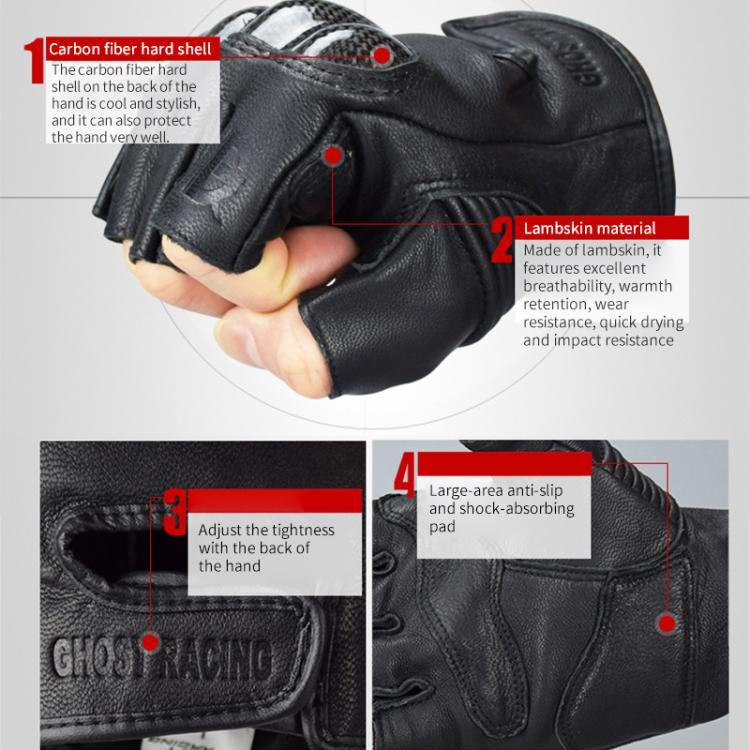 GHOST RACING GR-BZ01 Summer Off-road Riding Protective Breathable Motorcycle Half-finger Gloves, M, L, XL