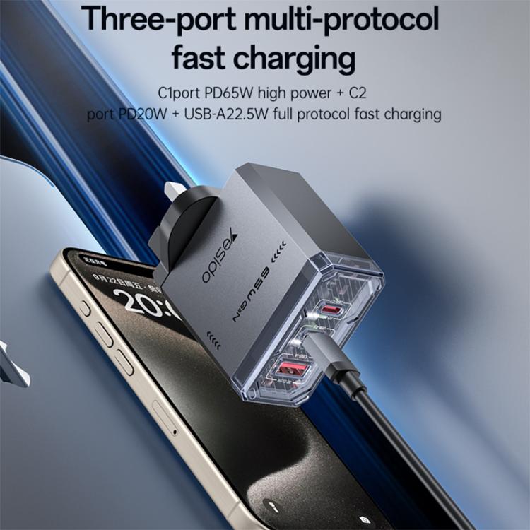 Yesido YC147 65W Mecha GaN Three-port Fast Charger, YC147
