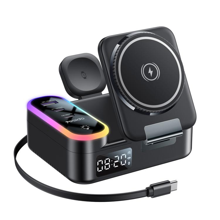Yesido DS38 65W 8-in-1 Magnetic Wireless Charging Station with Telescopic Cord, DS38