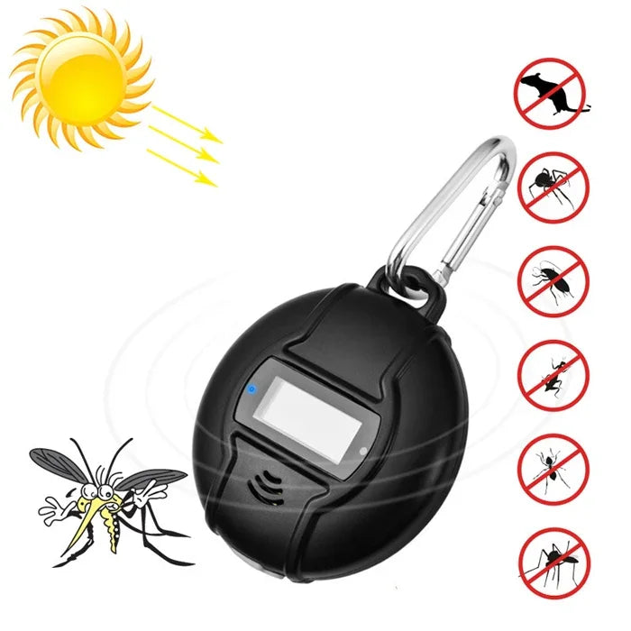 Q3 Outdoor Portable Solar Pest Control Insect Bugs Ultrasonic Mosquito Repellent Repeller Killer with Compass Function, Mosquito Repellent