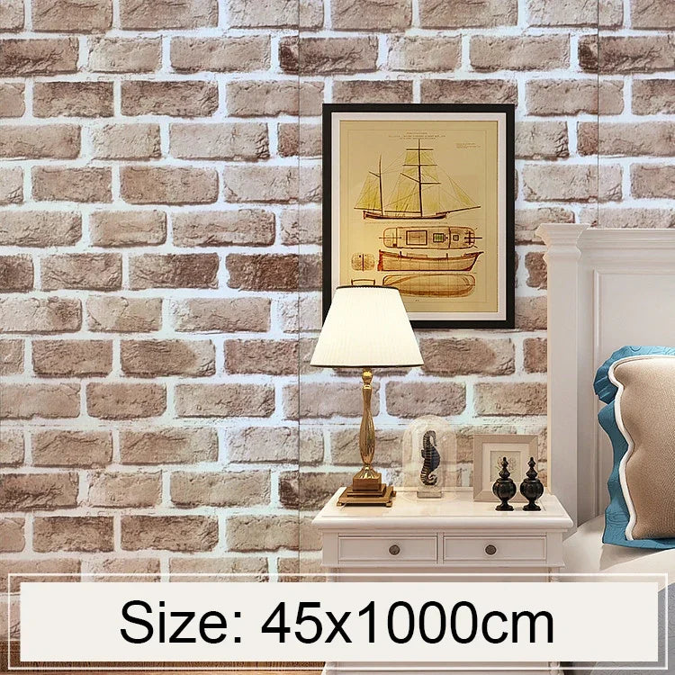 Retro Brick Creative 3D Stone Brick Decoration Wallpaper Stickers Bedroom Living Room Wall Waterproof Wallpaper Roll, Size: 45 x 1000cm, Retro brick