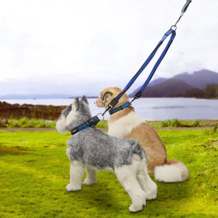 حبل سحب مزدوج تلسكوبي مع مخمد نايلون مضفر عاكس للحيوانات الأليفة، صغير، الطول: 70 سم، تسليم لون عشوائي، حبل سحب مزدوج 70 سم