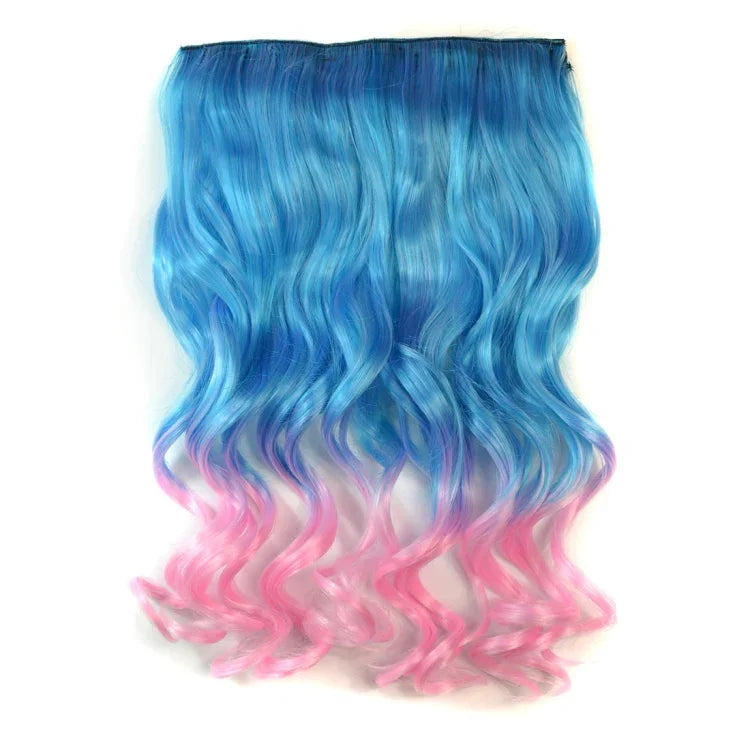 One-piece Seamless Hair Extension Piece Color Gradient Large Wave Long Curling Clip Type Hairpiece, HCB257727