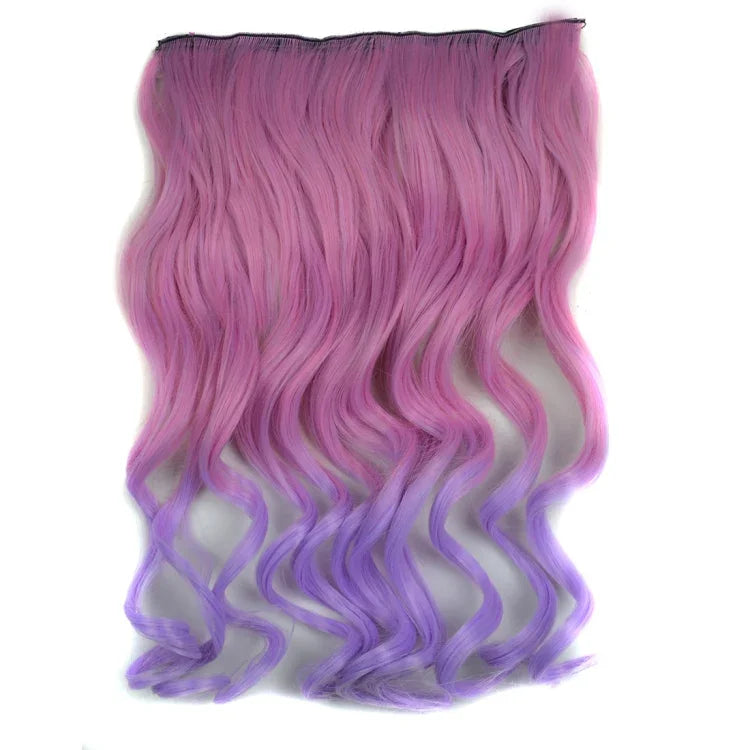 One-piece Seamless Hair Extension Piece Color Gradient Large Wave Long Curling Clip Type Hairpiece, HCB257733