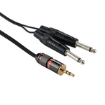 Cable Adaptador de Audio Macho 3.5mm a 2 x Macho Mono 6.35mm, Longitud Total: aproximadamente 27cm