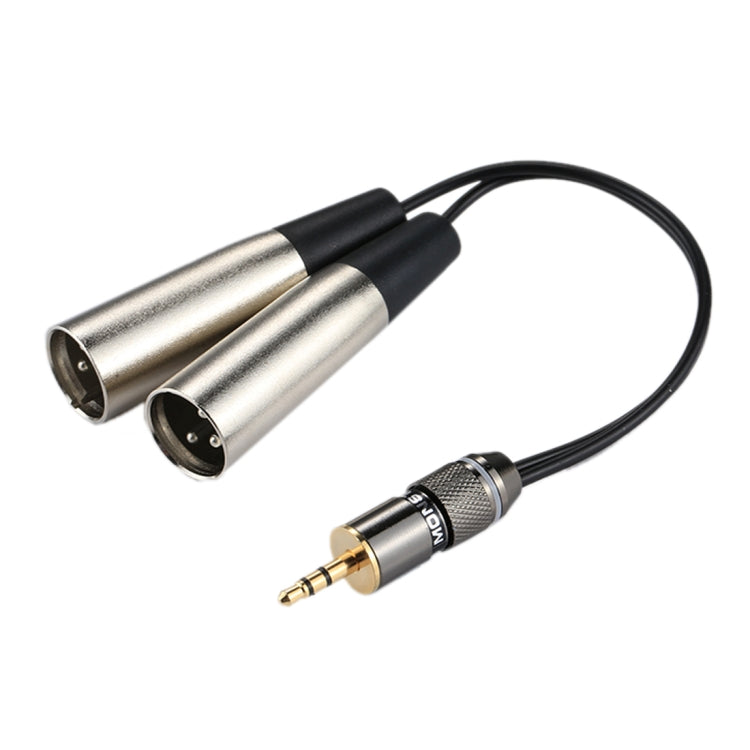 Metal Head 3.5mm Male to Aluminum Shell 2 x 3 Pin XLR CANNON Male Audio Connector Adapter Cable, Total Length: about 25cm, 2 x 3 Pin Male