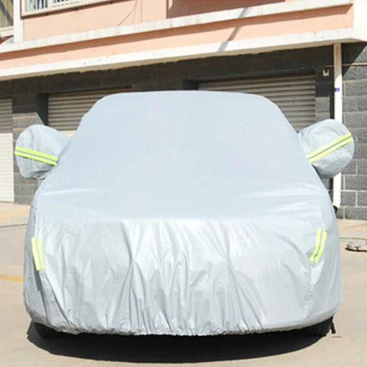 PEVA Anti-Dust Waterproof Sunproof Sedan Car Cover with Warning Strips, 211inch (XXXL)