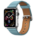 Correa de reloj de cuero clásica con botón para Apple Watch Series 3, 2 y 1 de 38mm