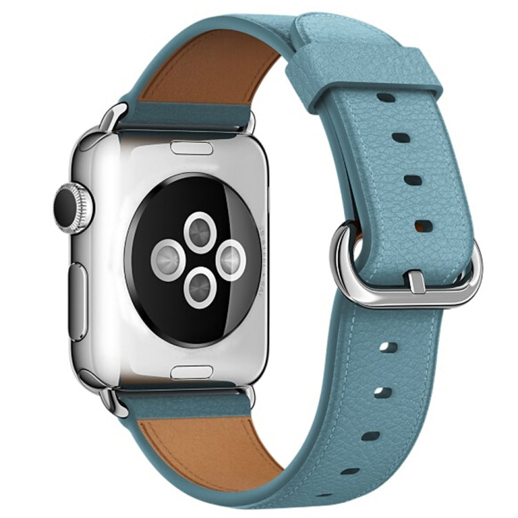 Correa de reloj de cuero clásica con botón para Apple Watch Series 3, 2 y 1 de 38mm