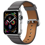 Correa de reloj de cuero clásica con botón para Apple Watch Series 3, 2 y 1 de 38mm