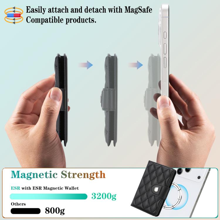 Diamond-Patterned Magnetic Vegan Leather Card Bag