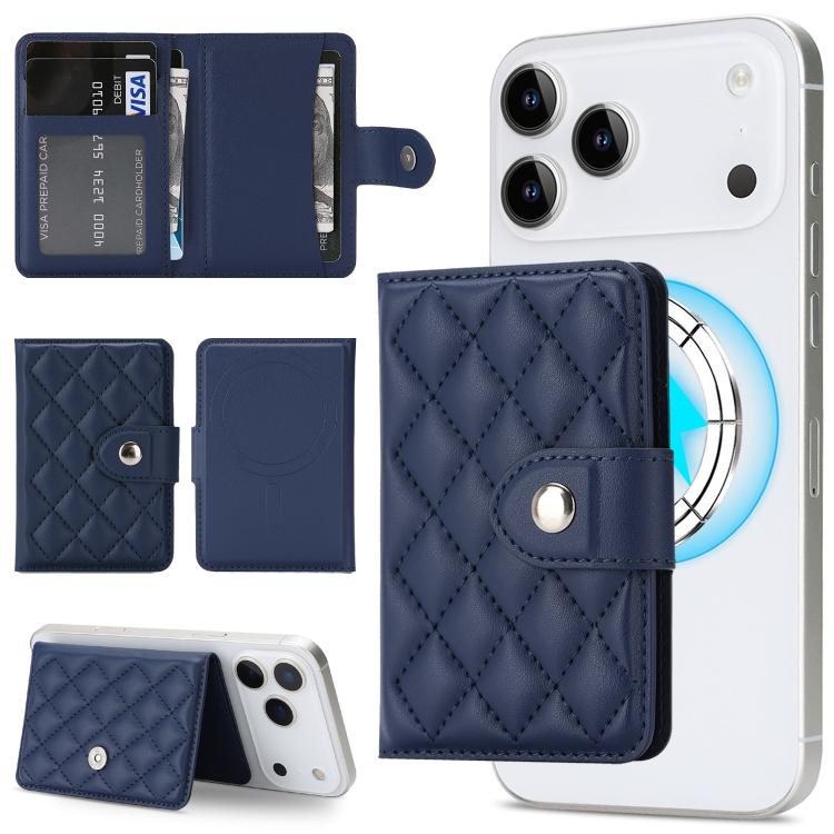 Diamond-Patterned Magnetic Vegan Leather Card Bag