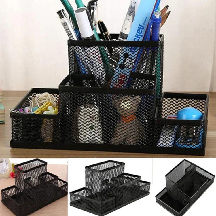 Desk Holder Organizer Metal Mesh Style Pencil Pen Holder Storage Box Home Storage Organization, Size: 15.5x10.2x10cm, Desk Holder