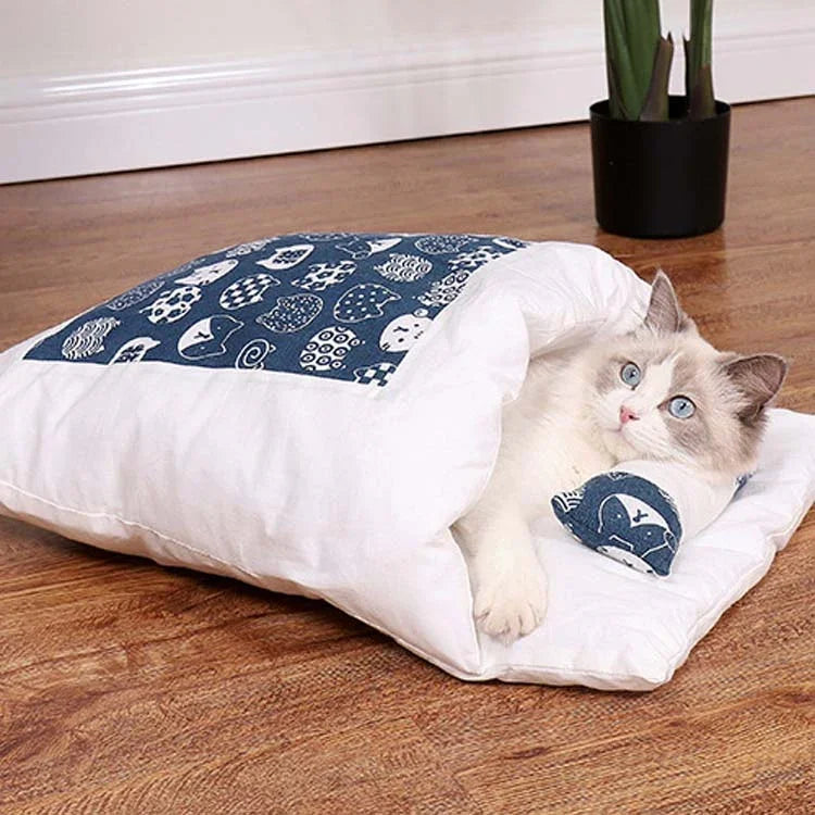 Bolsa para dormir para arena de gato cerrada, desmontable y lavable, perrera cálida de invierno, S, M, L