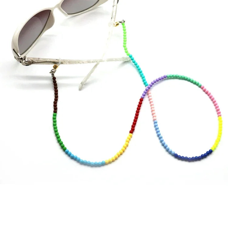Color Beaded Non-Slip Anti-Drop Mask Glasses Chain Hanging Neck Lanyard Rope, Color Beaded