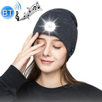 Gorro tejido con luz LED para correr de noche, pesca nocturna al aire libre, Bluetooth 5.0