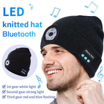 Gorro tejido con luz LED para correr de noche, pesca nocturna al aire libre, Bluetooth 5.0
