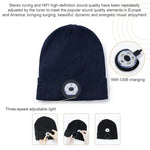 Gorro tejido con luz LED para correr de noche, pesca nocturna al aire libre, Bluetooth 5.0