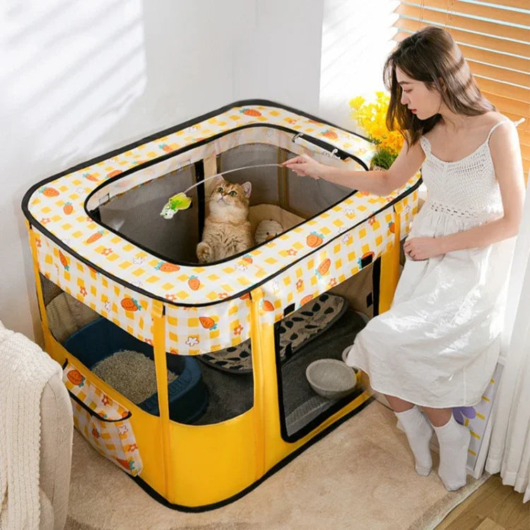 Valla Plegable Rectangular para Mascotas Cuarto de Entrega para Perros y Gatos, M, XL