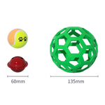 1030001 Juguete para perros pelota hueca resistente a mordidas, bolas de goma elásticas para mascotas, especificación:, hueca, con campana, tenis