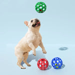 1030001 Juguete para perros pelota hueca resistente a mordidas, bolas de goma elásticas para mascotas, especificación:, hueca, con campana, tenis