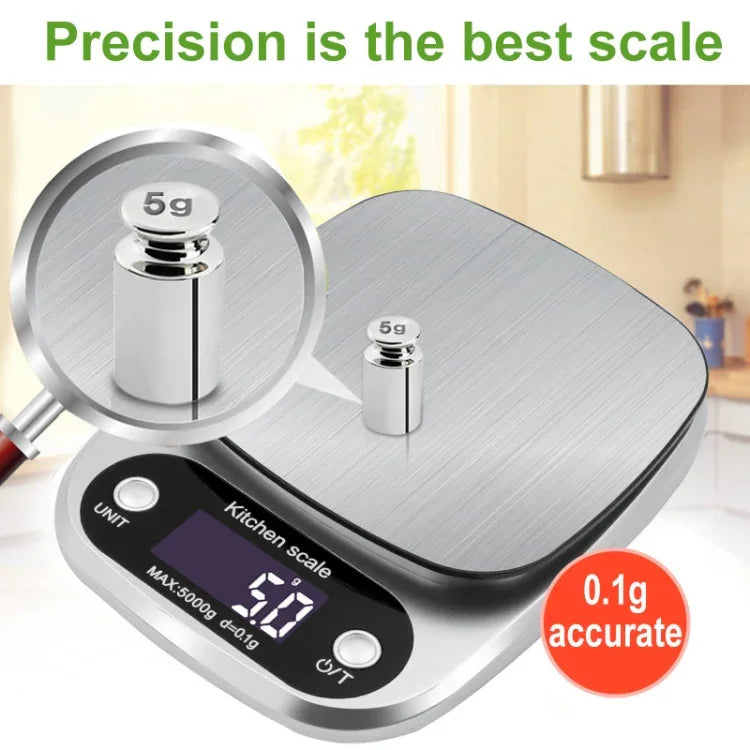 Small Multifunctional Kitchen High Precision Electronic Scale LCD Digital Display Food Scale, 3kg/ 0.1g, 5kg/ 0.1g, 10kg/ 1g