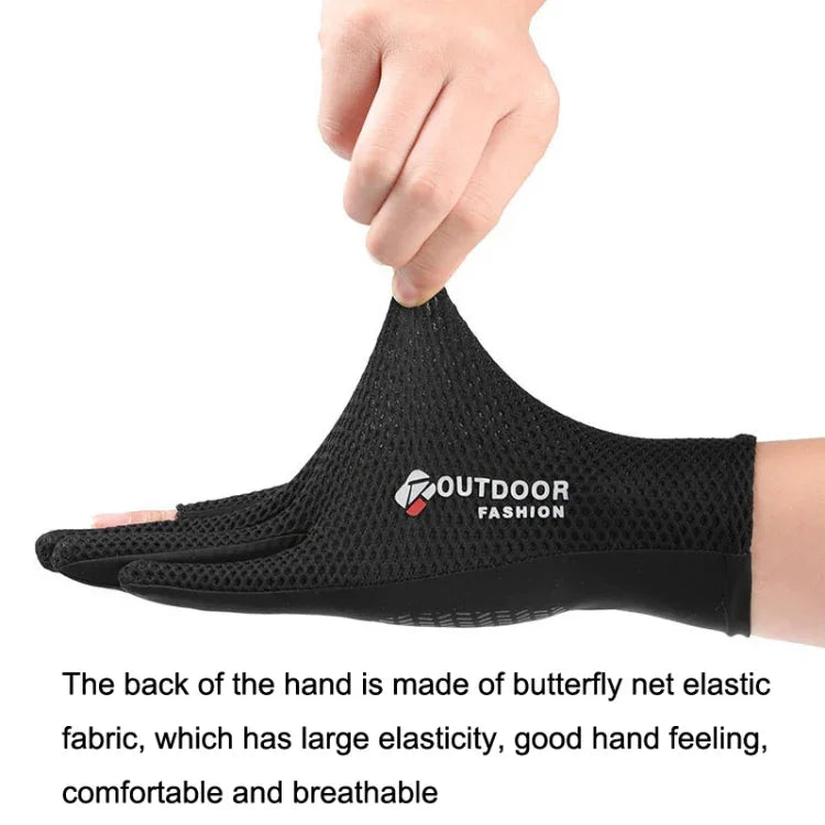 Cycling Thin Sunscreen UV Protection Mesh Breathable Ice Silk Two-finger Gloves