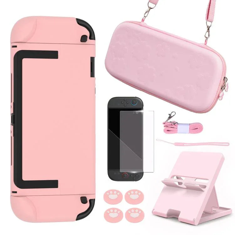 For Nintendo Switch 2 Sakura Accessories Bundle Portable Carrying Case with Shell, 4 Thumb Grips, Screen Protector & Stand, Bundle