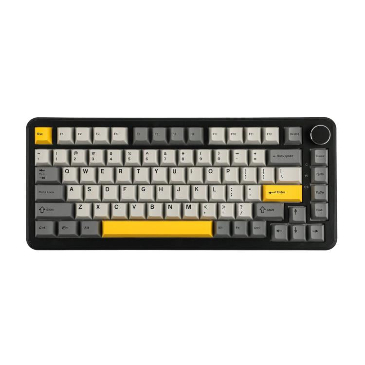 Ajazz AK820 MAX Hot-swappable Gasket 75 Mechanical Keyboard With RGB Light, Tri-mode Ice Cream Shaft Black Gray Yellow, Wired Magnetic Shaft Black Gray Yellow, Wired Magnetic Shaft Side Carved Gradient Gray