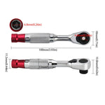 Reversible Magnetic Ratchet Screwdriver, Smooth Handle Bit, Knurled Blue Bit, Knurled Red Bit