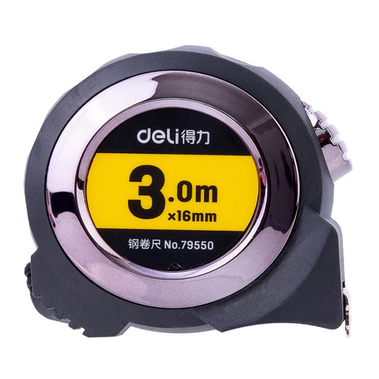 Self-Locking Steel Tape Measure TPR Covered Measuring Ruler, Deli 79550 3m x 16mm, Deli 79551 5m x 19mm, Deli 79552 7.5m x 25mm, Deli 79553 10m x 25mm