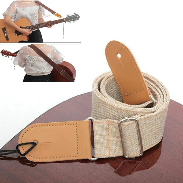 Correa de Hombro Diagonal de Estoperoles de Guitarra de Lino y Algodón, Accesorios para Instrumentos Musicales