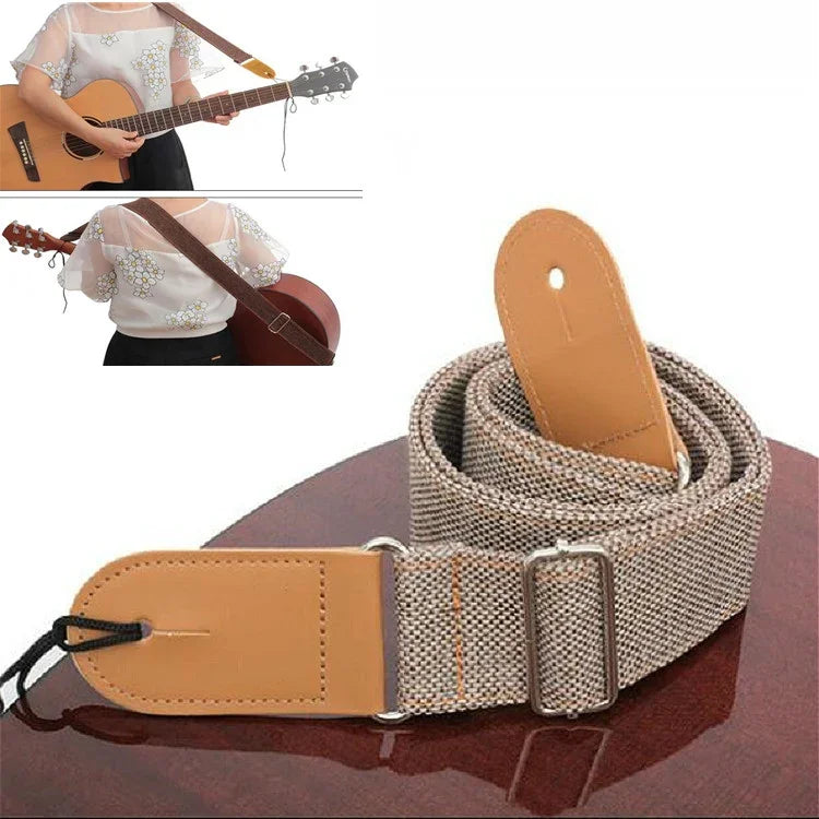 Correa de Hombro Diagonal de Estoperoles de Guitarra de Lino y Algodón, Accesorios para Instrumentos Musicales