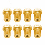 8 PCS Bugatti 3D Printer Accessories E3D-V5 V6 Nozzle M6 Thread Consumables Hot Nozzle, 1.75/0.3mm, 1.75/0.35mm, 1.75/0.4mm, 1.75/0.5mm, 1.75/0.6mm, 3/0.2mm, 3/0.3mm, 3/0.4mm, 3/0.8mm, 3/1.0mm, 3/0.25mm