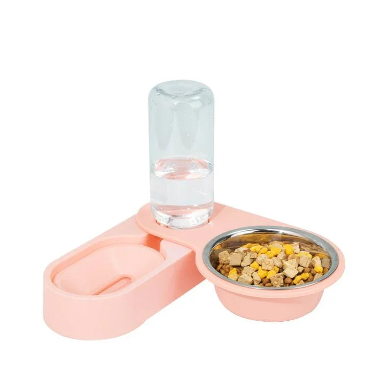 Pet Supplies Dog Cat Food Bowl Folding Rotating Double Bowl - Trustpick
